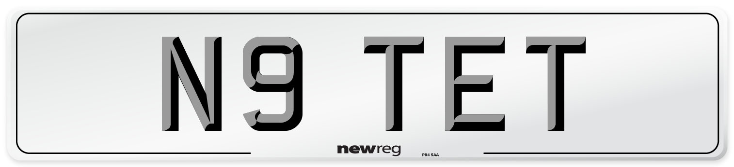 N9 TET Number Plate from New Reg